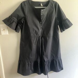 Ann Taylor Black V-Neck Blouse with Tag Detail